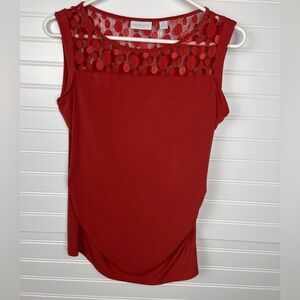 New York & Company Red/Orange Sleeveless Lace Top